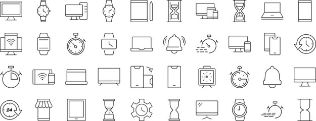 Wall Mural - collection of icons of timer, clock, computer, phone, smartwatch for shops and stores. suitable for 