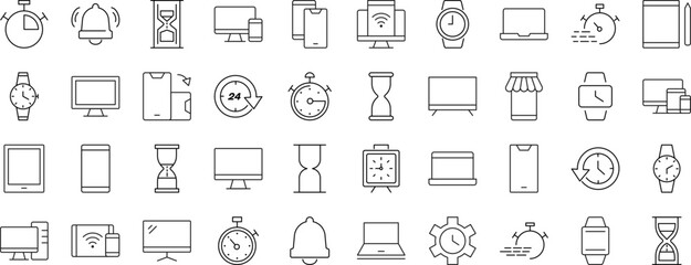 Wall Mural - collection of icons of timer, clock, computer, phone, smartwatch. suitable for books, stores, shops.