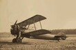 © nodabandel132 - A sepia photo of an old Soviet biplane on the ground