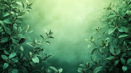 Sticker - Lush Green Foliage Bordering a Hazy Green Background