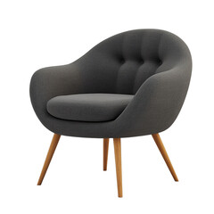 Modern Grey Fabric Chair with Wooden Legs