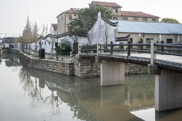 bridge in xinchang ancient town in shanghai, china.