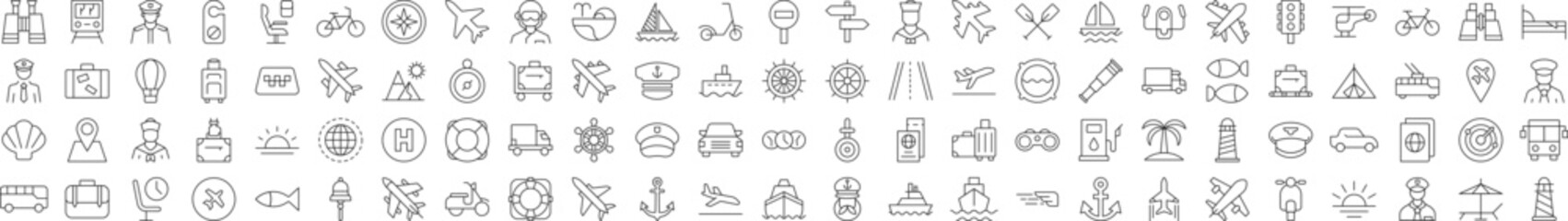 Poster - line signs of tourism, travel, vacation, aviation for advertisement. suitable for books, stores, sho