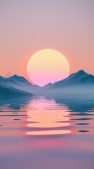 Wall Mural - sunrise conceptual image, minimalist, beautiful, centered,