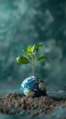 Wall Mural - earth day conceptual image, minimalist, beautiful, centered,