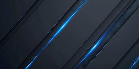Wall Mural - abstract black background with blue glowing neon lines, featuring futuristic geometric shapes and fl