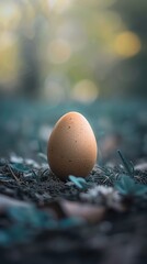 Wall Mural - egg on the ground copy space.
