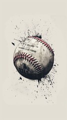 Wall Mural - baseball conceptual image, minimalist, beautiful, centered,