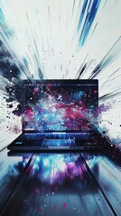 Wall Mural - laptop abstract image design background technology.