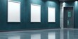 © Planetz - Empty Gallery Hallway,Mock up poster movie signs are on the wall, blank billboards for advertising mockups, presenting digital designs, Cinema Now showing movie Poster in Movie theatre