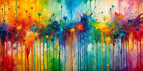 Abstract painting with spontaneous drips and splatters of paint capturing movement, abstract, art, creativity, colors