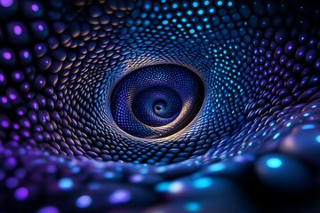 Fototapete - Abstract digital vortex with vibrant blue and purple lights creating a hypnotic tunnel effect, perfect for futuristic background use.
