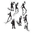 © Never Look Back - Vector set of silhouettes of basketball players, Basketball silhouettes. Man basketball player silhouette vector