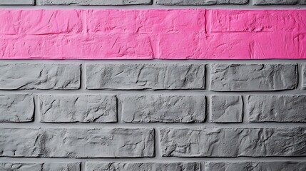 Poster - Its a grey brick wall with pink color bar  Its suitable for being Powerpoint template post card background etc : Generative AI