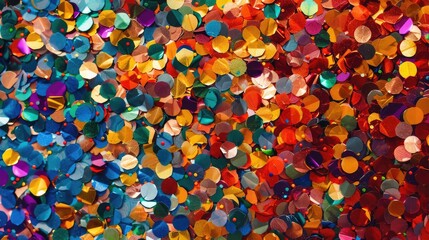 Wall Mural - A Close-Up View of Vibrant Confetti in Various Colors and Shapes