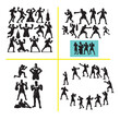 © Never Look Back - Man doing boxing moves exercise. Jab Cross Hook and Uppercut movement. Shadow boxing. Flat vector illustration isolated on white background, Boxing Silhouettes