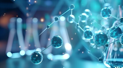 Wall Mural - scientists conducting experiments with molecular model and dna in a laboratory, featuring medical sc