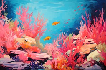 Sticker - A coral reef painting outdoors nature.