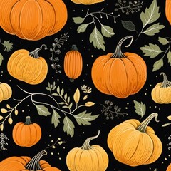 Poster - Pumpkin pattern backgrounds vegetable.