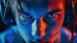 © Peter@studio5 - Close-up of a gamer s intense face during gameplay, focus, e-sport concentration