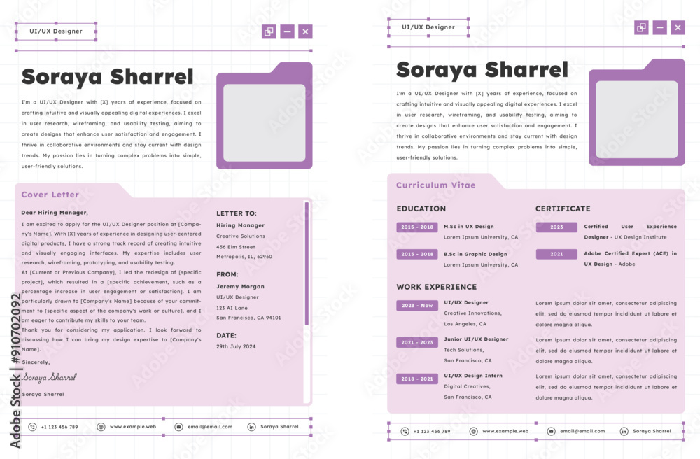 Creative CV Resume UI UX Designer Stock Vector | Adobe Stock