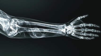 Wall Mural - A detailed skeletal structure of an arm and hand. AI.