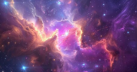 Wall Mural - A Starry Nebula with Vivid Colors and Glowing Stars