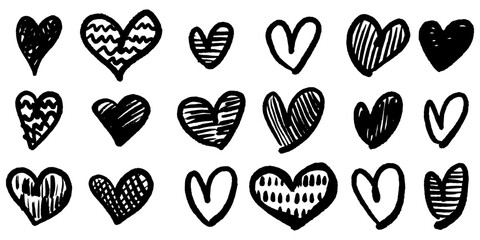 Wall Mural - Doodle sketch style of hearts icon vector illustration for concept design.