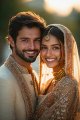 Canvas Print - indian couple in traditional wear