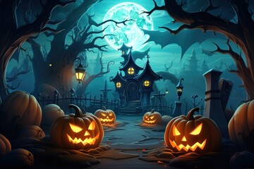 Wall Mural - Halloween backdrop halloween cartoon anthropomorphic.