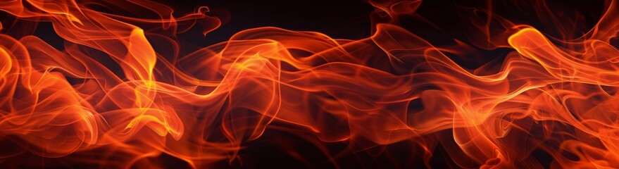 Wall Mural - Abstract Orange and Red Flame Swirls on Black Background