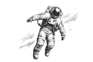 Sticker - Astronaut drawing sketch illustrated.