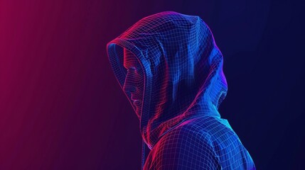 Cybersecurity, computer hacker with hoodie
