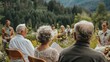 © Sukifli Dakheng - A senior couple renewing their vows in a beautiful outdoor ceremony, surrounded by friends and family