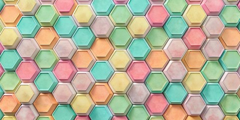 Sticker - Colorful hexagonal tile pattern with a blend of pastel and vibrant hues, abstract, background, hexagon, tile, colorful