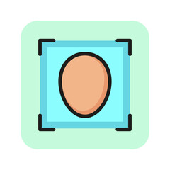 Sticker - Face metrics line icon. Viewfinder, focus, portrait mode. Biometrics concept. Vector illustration can be used for topics like photographing, security, technology