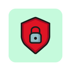 Sticker - Data regulation line icon. Shield, lock, padlock. Data protection concept. Can be used for topics like computer technology, privacy, software, antivirus