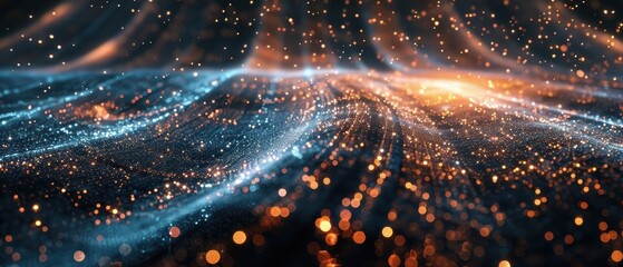 Futuristic Data Streams: Dynamic Swirling Lines and Dots in Digital Space