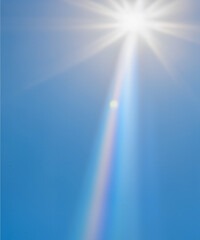 Wall Mural - sunbeam through the haze on blue sky, vertical