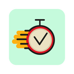 Sticker - Task time line icon. Deadline, best time, completion. Fast time concept. Vector illustration can be used for topics like business, management, competition