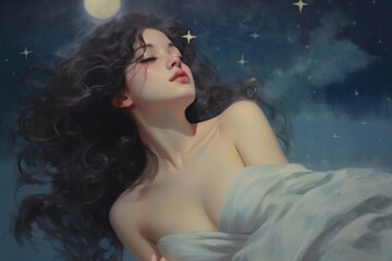 Poster - Night sky portrait painting adult.