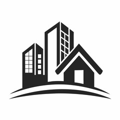 Building real estate logo design vector art illustration