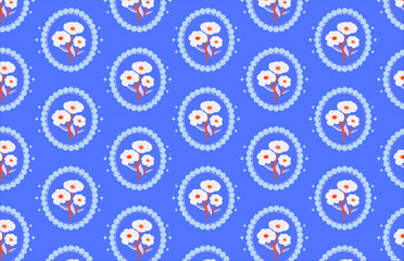 Seamless pattern design, retro style flowers.