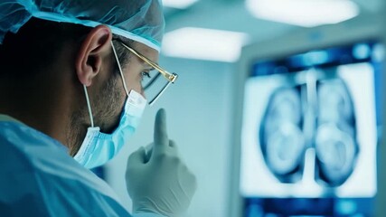 Aufkleber - This healthcare expert examines brain scans on a digital display.
