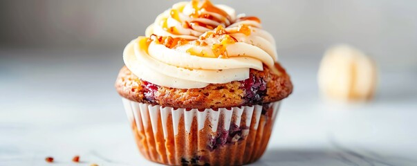 Muffin with a swirl of vibrant colors, closeup, isolated, visually striking and appetizing