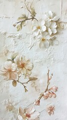 Canvas Print - Flowers vintage wallpaper blossom pattern plant.