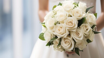 Wall Mural - Elegant White Rose Bridal Bouquet