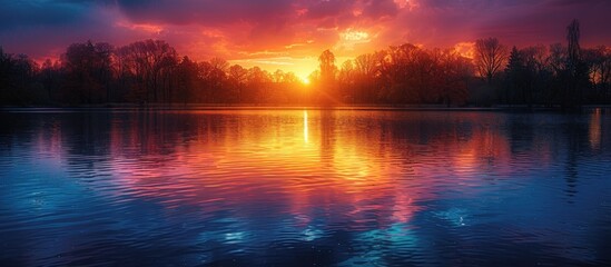 Wall Mural - Fiery Sunset Reflection