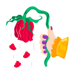Wall Mural - A flat style sticker of wilted flower 

