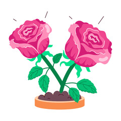 Poster - A sticker of pink rosebuds in flat style 

